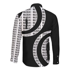 Malcolm X Legacy 1925-2026 Long Sleeve Button Shirt African American Heritage - Iconic Portrait Silhouette