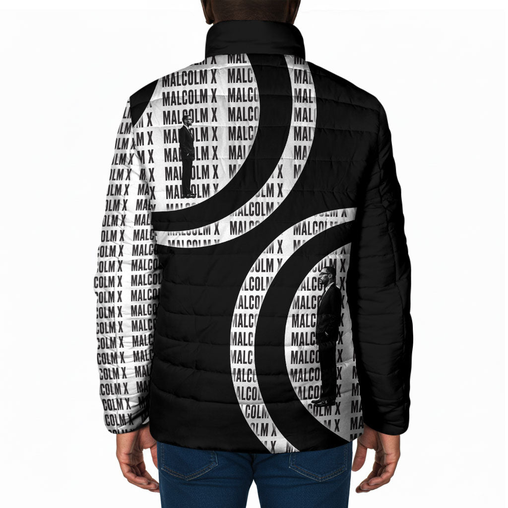 Malcolm X Legacy 1925-2026 Padded Jacket African American Heritage - Iconic Portrait Silhouette