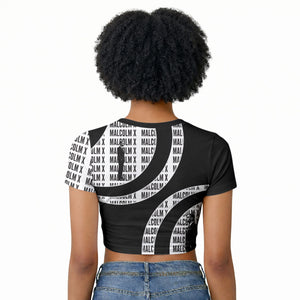 Malcolm X Legacy 1925-2026 Raglan Cropped T shirt African American Heritage - Iconic Portrait Silhouette