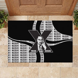 Malcolm X Legacy 1925-2026 Rubber Doormat African American Heritage - Iconic Portrait Silhouette