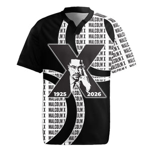 Malcolm X Legacy 1925-2026 Rugby Jersey African American Heritage - Iconic Portrait Silhouette