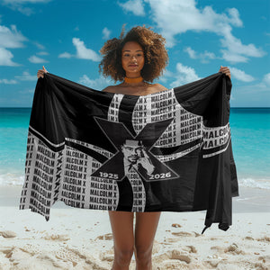 Malcolm X Legacy 1925-2026 Sarong African American Heritage - Iconic Portrait Silhouette