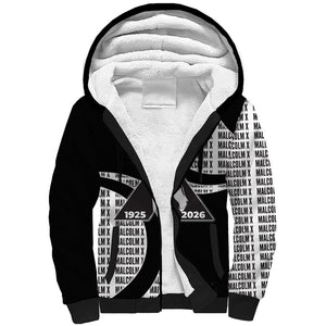 Malcolm X Legacy 1925-2026 Sherpa Hoodie African American Heritage - Iconic Portrait Silhouette