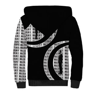 Malcolm X Legacy 1925-2026 Sherpa Hoodie African American Heritage - Iconic Portrait Silhouette