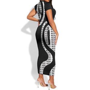 Malcolm X Legacy 1925-2026 Short Sleeve Bodycon Dress African American Heritage - Iconic Portrait Silhouette
