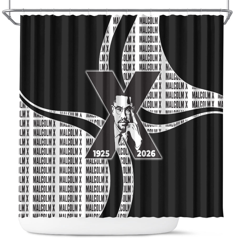 Malcolm X Legacy 1925-2026 Shower Curtain African American Heritage - Iconic Portrait Silhouette