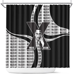 Malcolm X Legacy 1925-2026 Shower Curtain African American Heritage - Iconic Portrait Silhouette