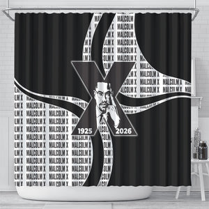 Malcolm X Legacy 1925-2026 Shower Curtain African American Heritage - Iconic Portrait Silhouette