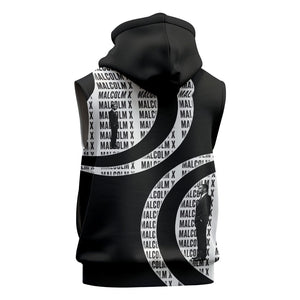 Malcolm X Legacy 1925-2026 Sleeveless Zip Hoodie African American Heritage - Iconic Portrait Silhouette