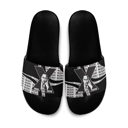 Malcolm X Legacy 1925-2026 Slide Sandals African American Heritage - Iconic Portrait Silhouette