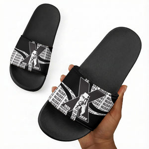 Malcolm X Legacy 1925-2026 Slide Sandals African American Heritage - Iconic Portrait Silhouette