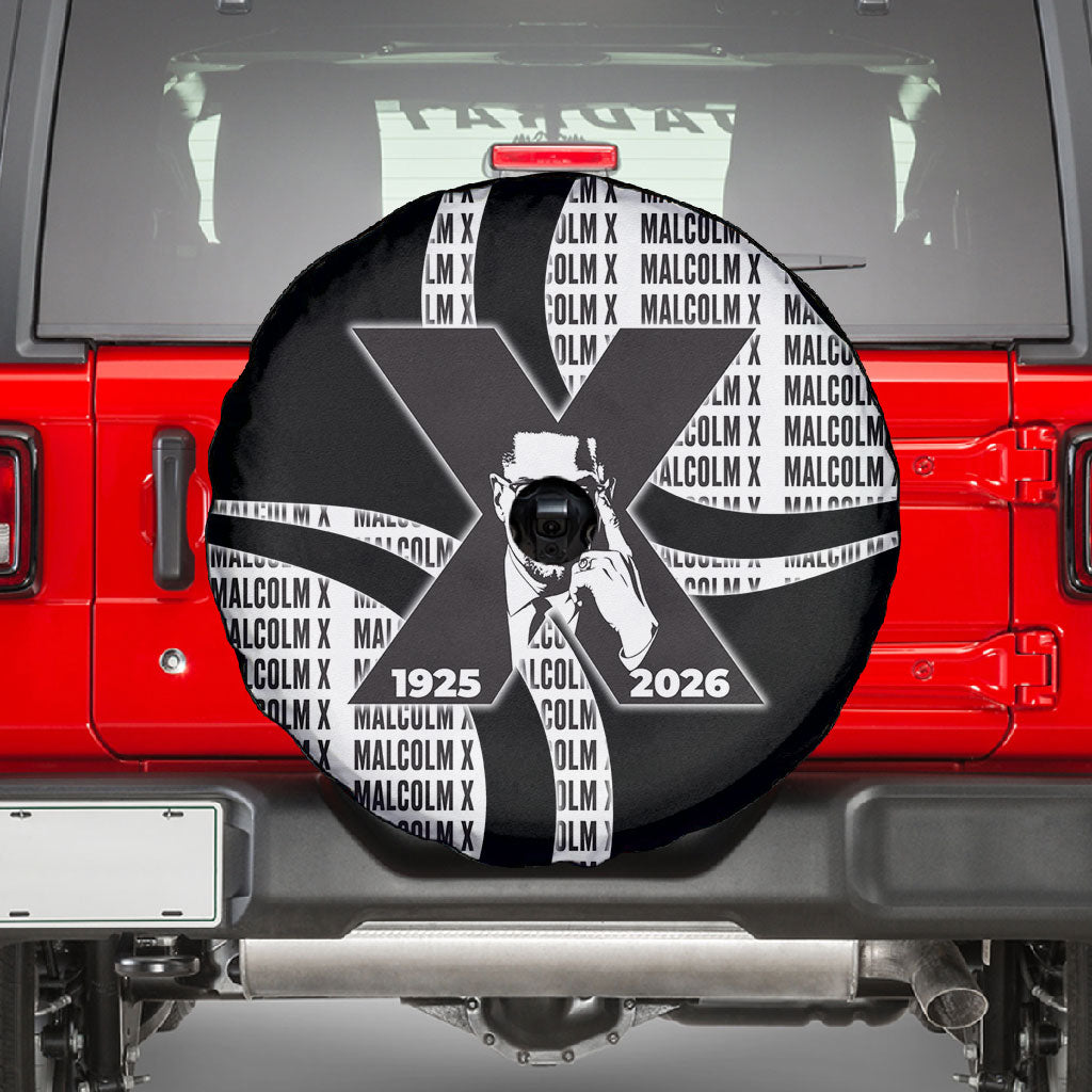 Malcolm X Legacy 1925-2026 Spare Tire Cover African American Heritage - Iconic Portrait Silhouette