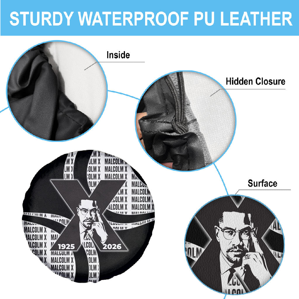 Malcolm X Legacy 1925-2026 Spare Tire Cover African American Heritage - Iconic Portrait Silhouette