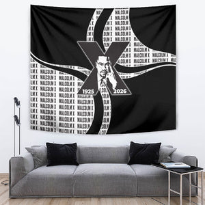 Malcolm X Legacy 1925-2026 Tapestry African American Heritage - Iconic Portrait Silhouette