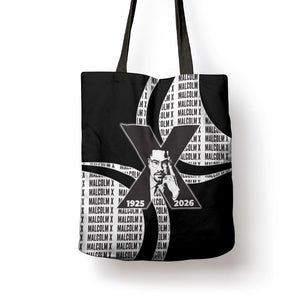 Malcolm X Legacy 1925-2026 Tote Bag African American Heritage - Iconic Portrait Silhouette