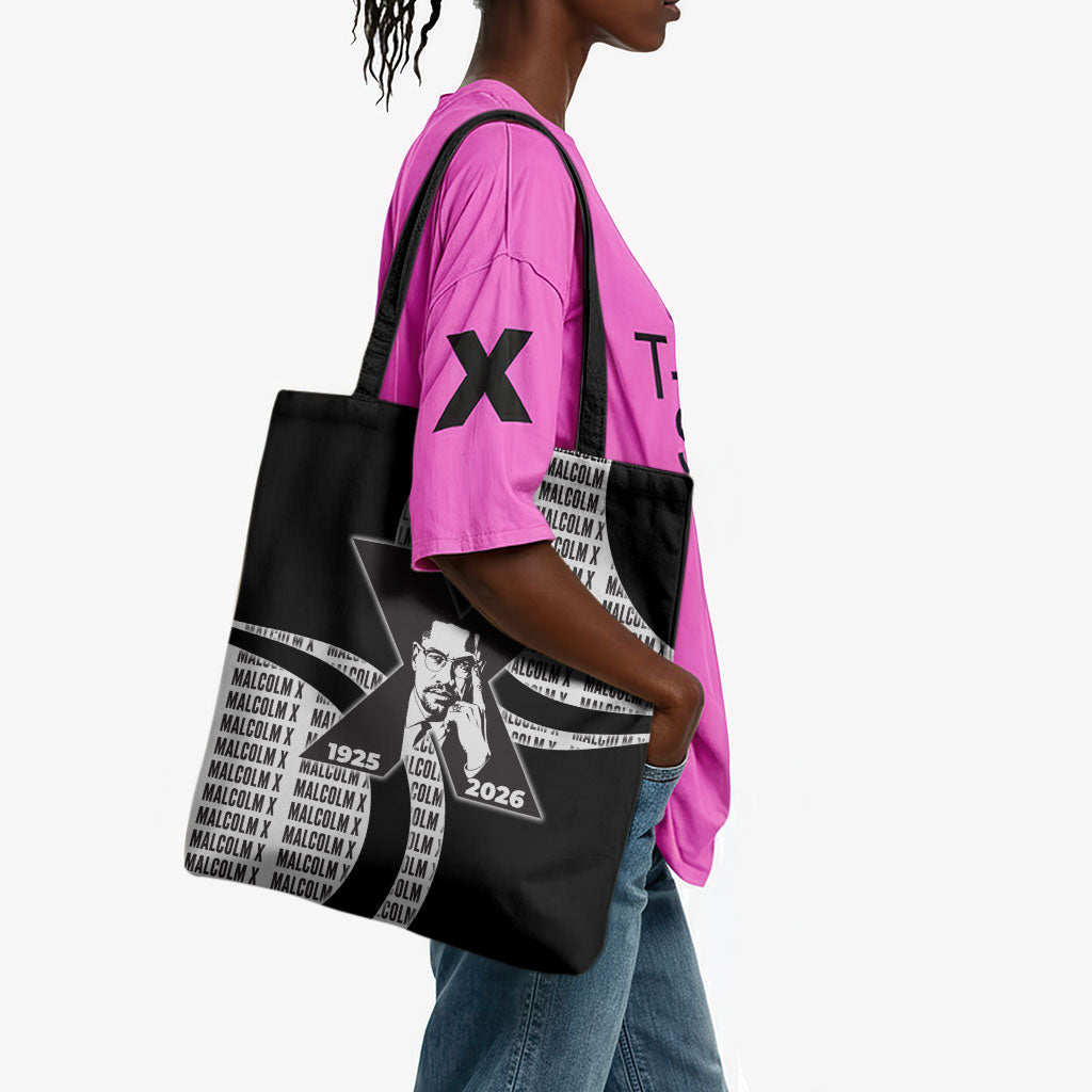 Malcolm X Legacy 1925-2026 Tote Bag African American Heritage - Iconic Portrait Silhouette