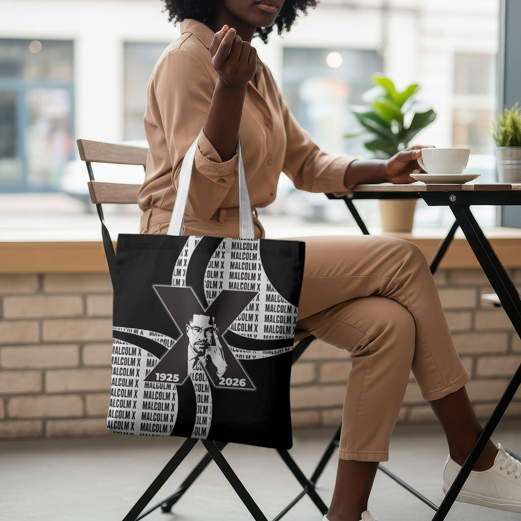 Malcolm X Legacy 1925-2026 Tote Bag African American Heritage - Iconic Portrait Silhouette