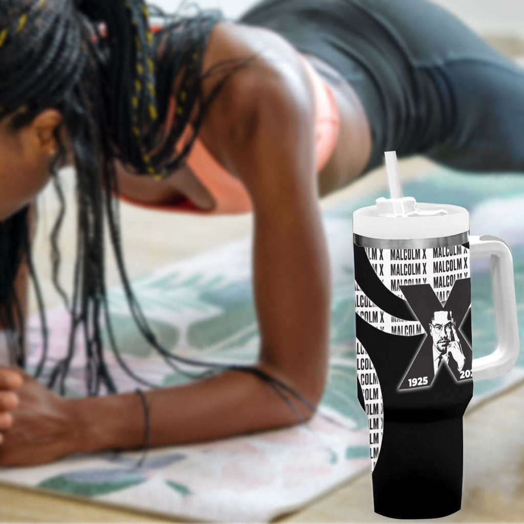 Malcolm X Legacy 1925-2026 Tumbler With Handle African American Heritage - Iconic Portrait Silhouette