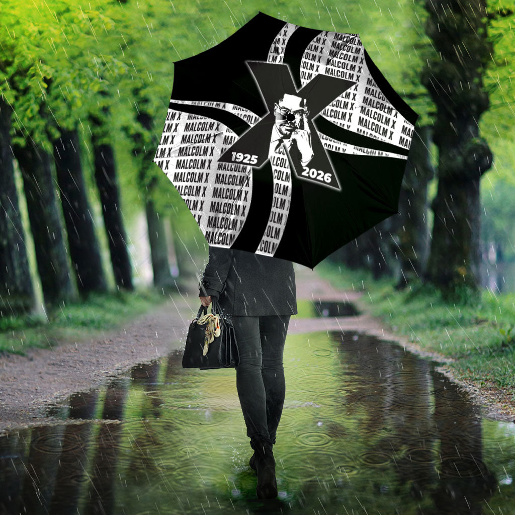 Malcolm X Legacy 1925-2026 Umbrella African American Heritage - Iconic Portrait Silhouette