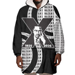 Malcolm X Legacy 1925-2026 Wearable Blanket Hoodie African American Heritage - Iconic Portrait Silhouette