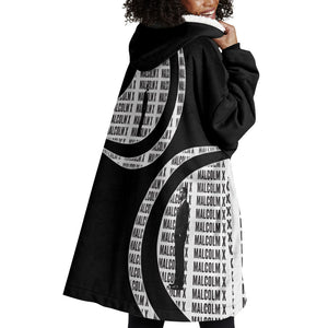 Malcolm X Legacy 1925-2026 Wearable Blanket Hoodie African American Heritage - Iconic Portrait Silhouette