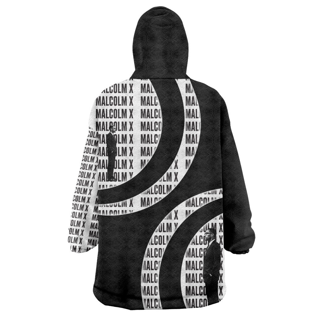 Malcolm X Legacy 1925-2026 Wearable Blanket Hoodie African American Heritage - Iconic Portrait Silhouette