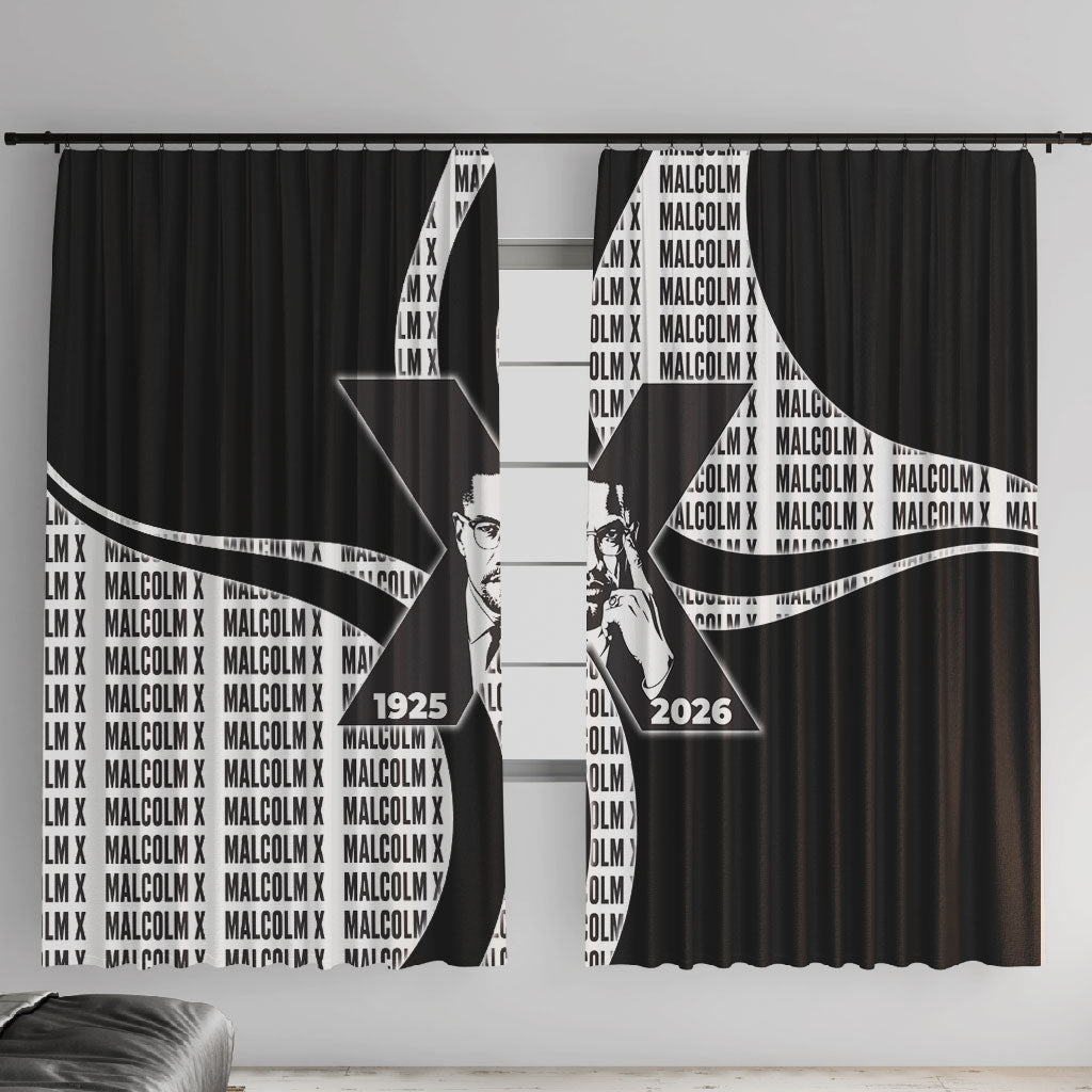 Malcolm X Legacy 1925-2026 Window Curtain African American Heritage - Iconic Portrait Silhouette