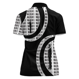 Malcolm X Legacy 1925-2026 Women Polo Shirt African American Heritage - Iconic Portrait Silhouette