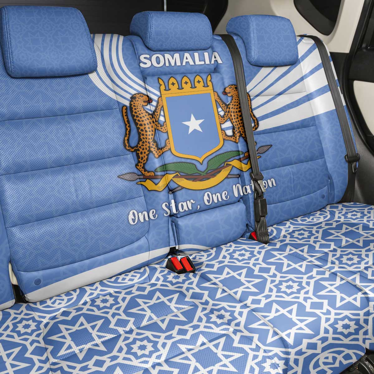 Somalia Back Car Seat Cover with Coat of Arms One Star One Nation Blue White Spirit