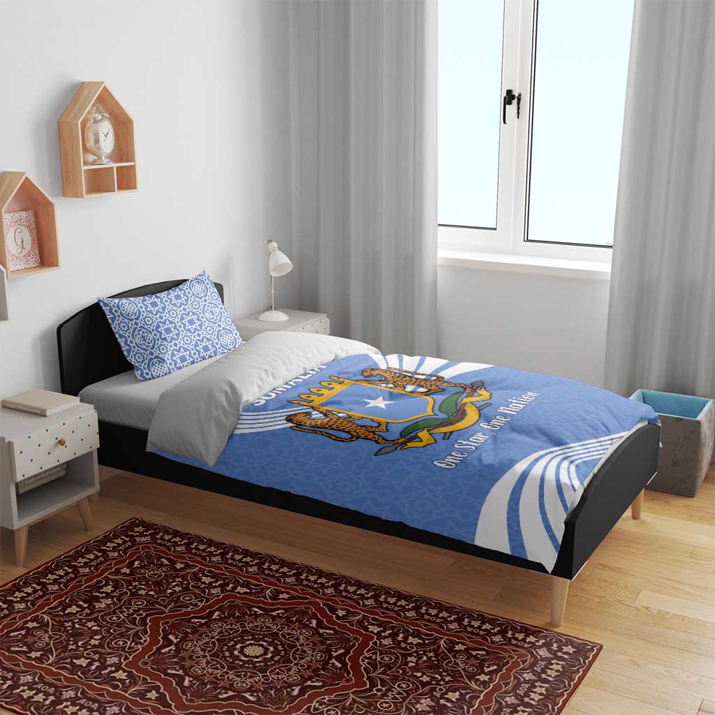 Somalia Bedding Set with Coat of Arms One Star One Nation Blue White Spirit