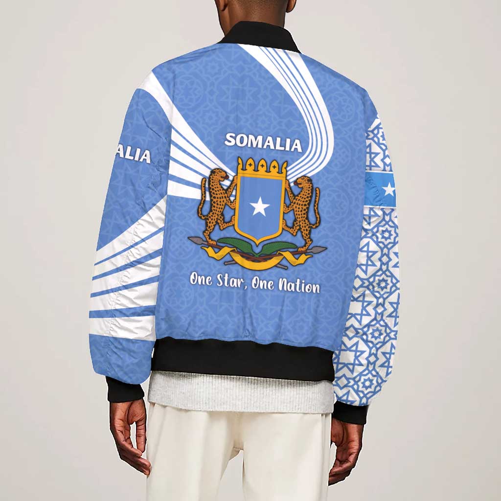 Somalia Bomber Jacket with Coat of Arms One Star One Nation Blue White Spirit