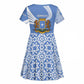 Somalia Kid Short Sleeve Dress with Coat of Arms One Star One Nation Blue White Spirit