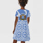 Somalia Kid Short Sleeve Dress with Coat of Arms One Star One Nation Blue White Spirit