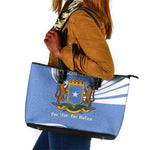 Somalia Leather Tote Bag with Coat of Arms One Star One Nation Blue White Spirit