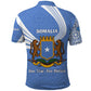 Somalia Polo Shirt with Coat of Arms One Star One Nation Blue White Spirit
