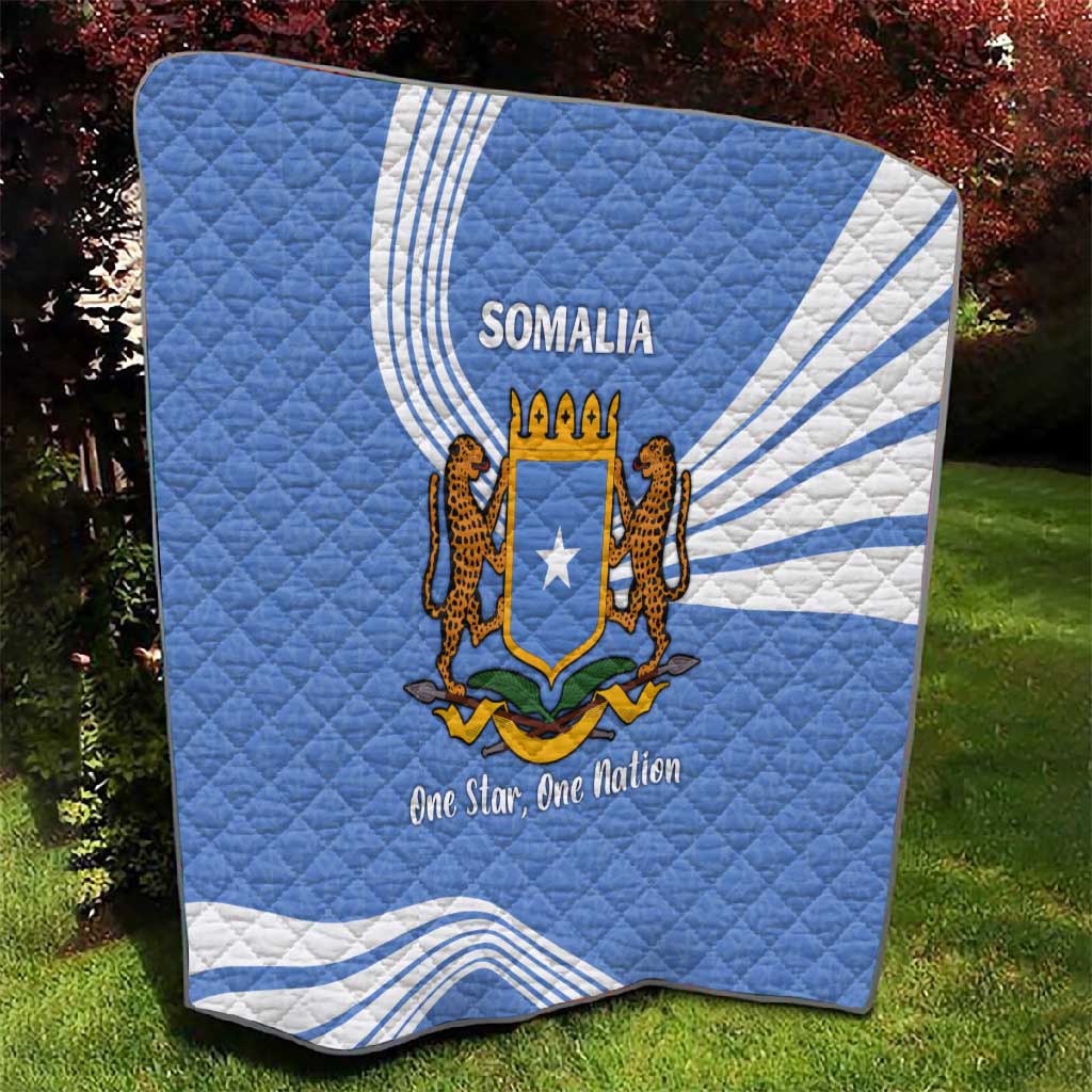 Somalia Quilt with Coat of Arms One Star One Nation Blue White Spirit