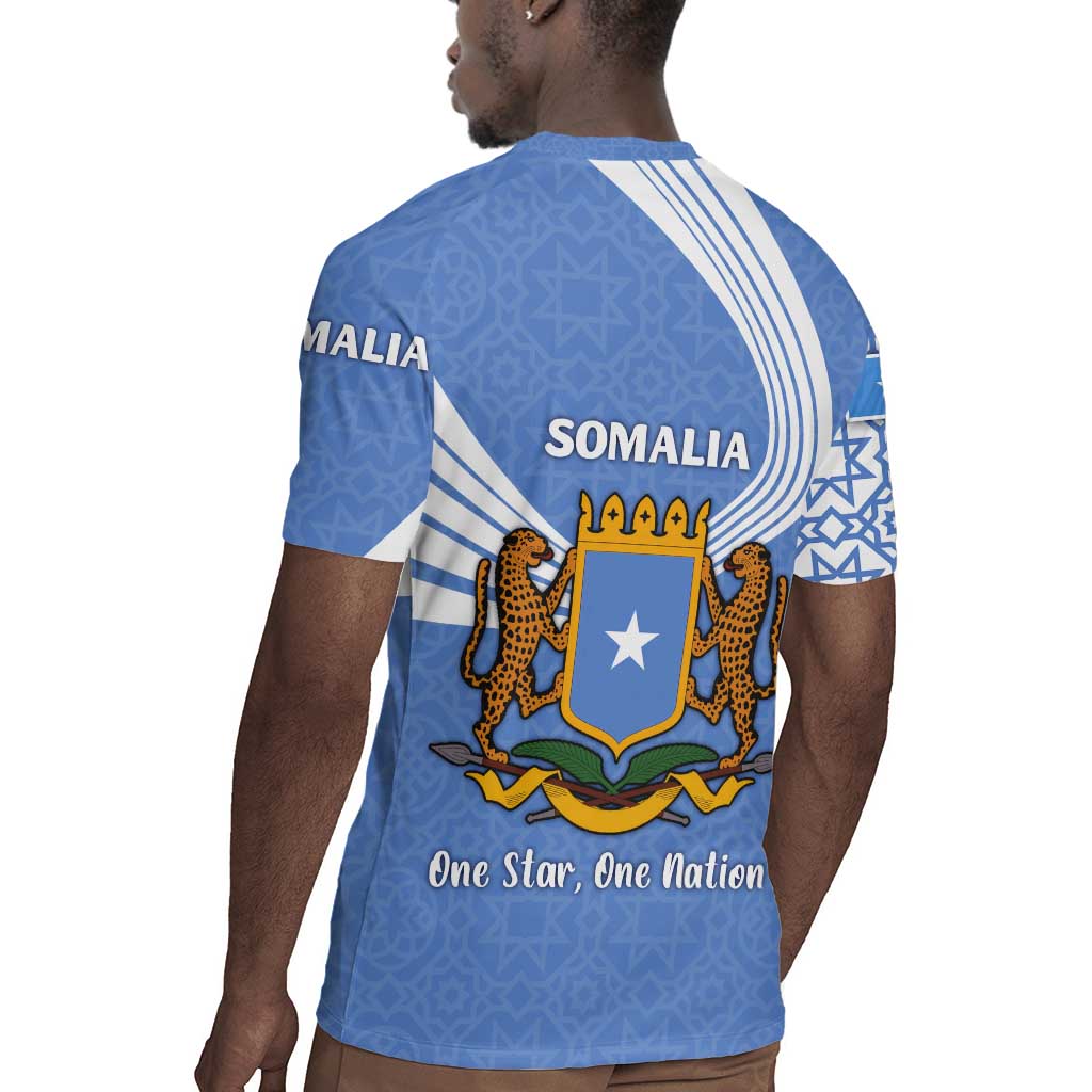 Somalia Rugby Jersey with Coat of Arms One Star One Nation Blue White Spirit