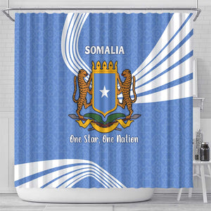 Somalia Shower Curtain with Coat of Arms One Star One Nation Blue White Spirit