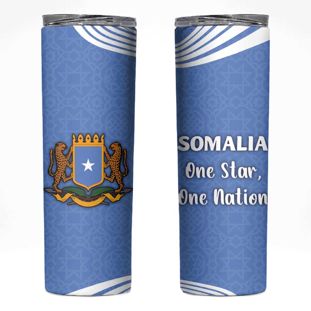 Somalia Skinny Tumbler with Coat of Arms One Star One Nation Blue White Spirit