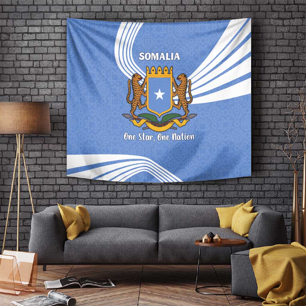 Somalia Tapestry with Coat of Arms One Star One Nation Blue White Spirit