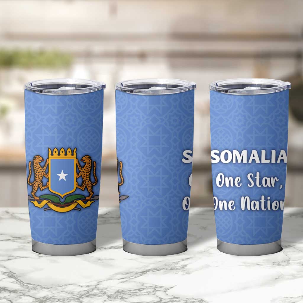 Somalia Tumbler Cup with Coat of Arms One Star One Nation Blue White Spirit
