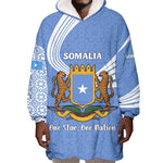 Somalia Wearable Blanket Hoodie with Coat of Arms One Star One Nation Blue White Spirit