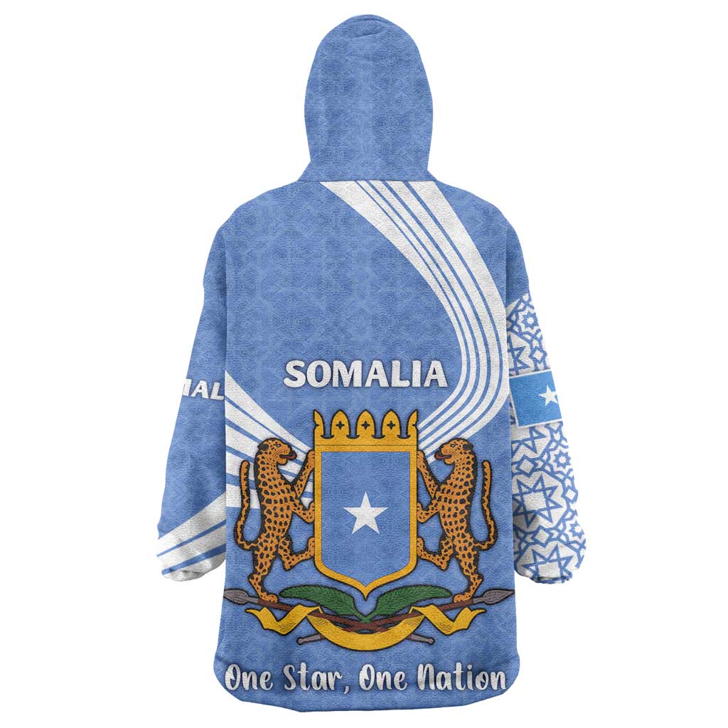 Somalia Wearable Blanket Hoodie with Coat of Arms One Star One Nation Blue White Spirit