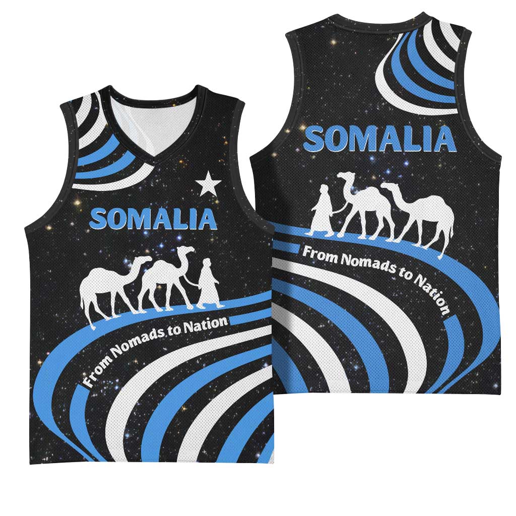 Somalia Basketball Jersey with From Nomads to Nation Camel Galaxy Flag Spirit TS04