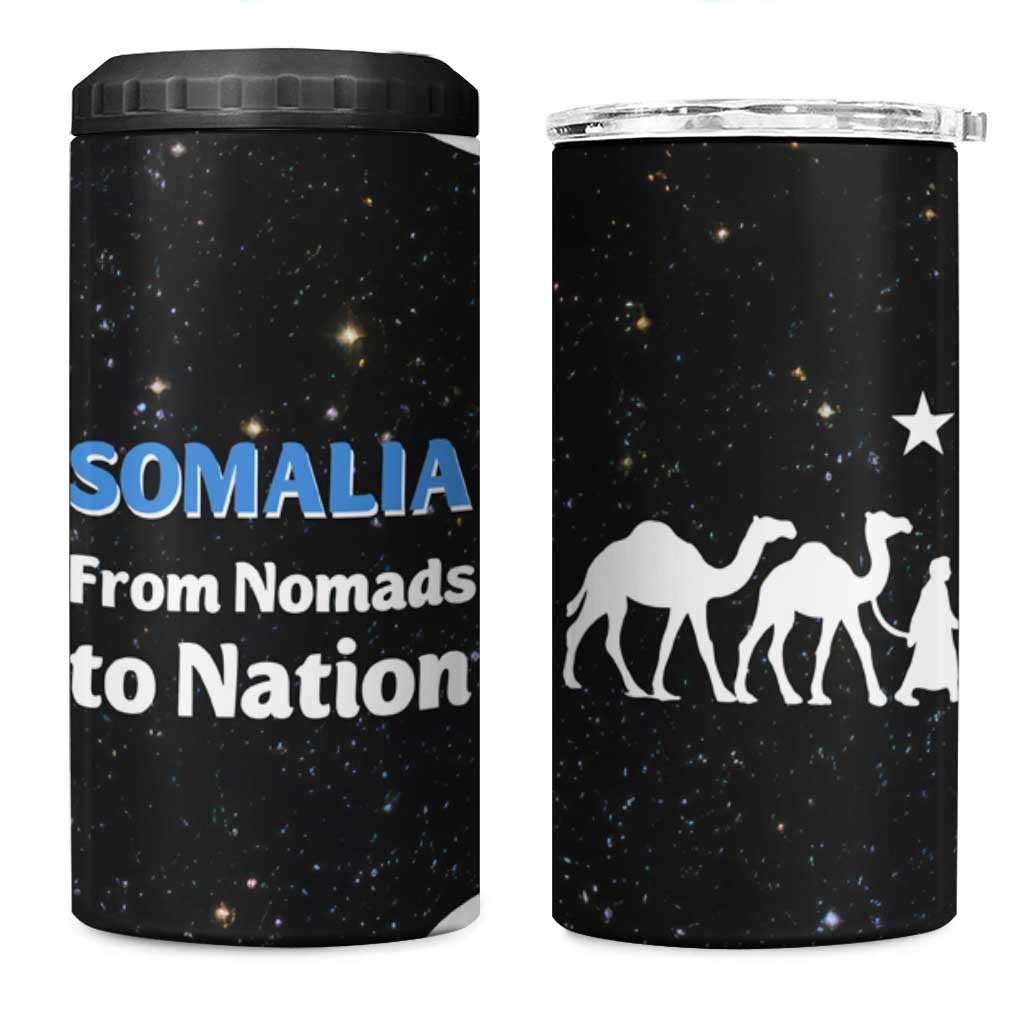 Somalia 4 in 1 Can Cooler Tumbler with From Nomads to Nation Camel Galaxy Flag Spirit