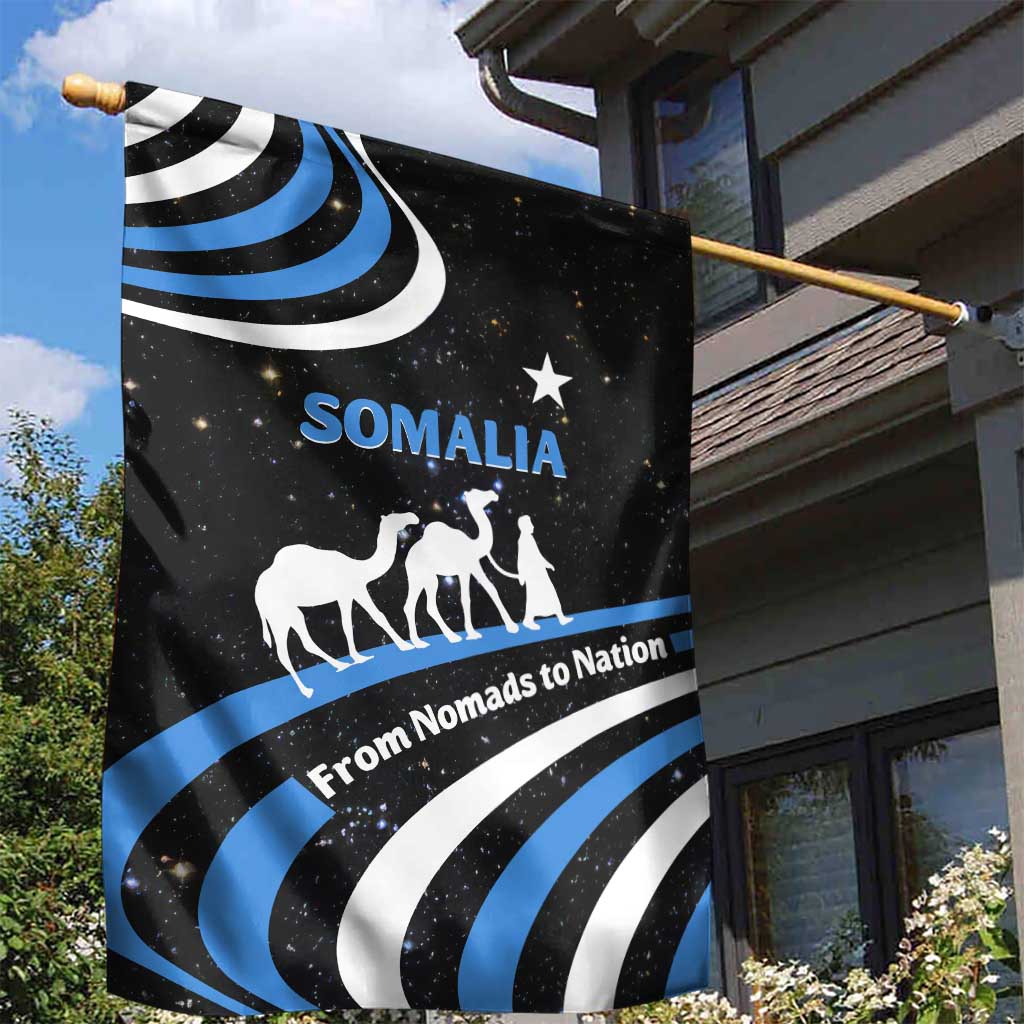 Somalia Garden Flag with From Nomads to Nation Camel Galaxy Flag Spirit