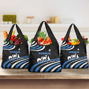 Somalia Grocery Bag with From Nomads to Nation Camel Galaxy Flag Spirit