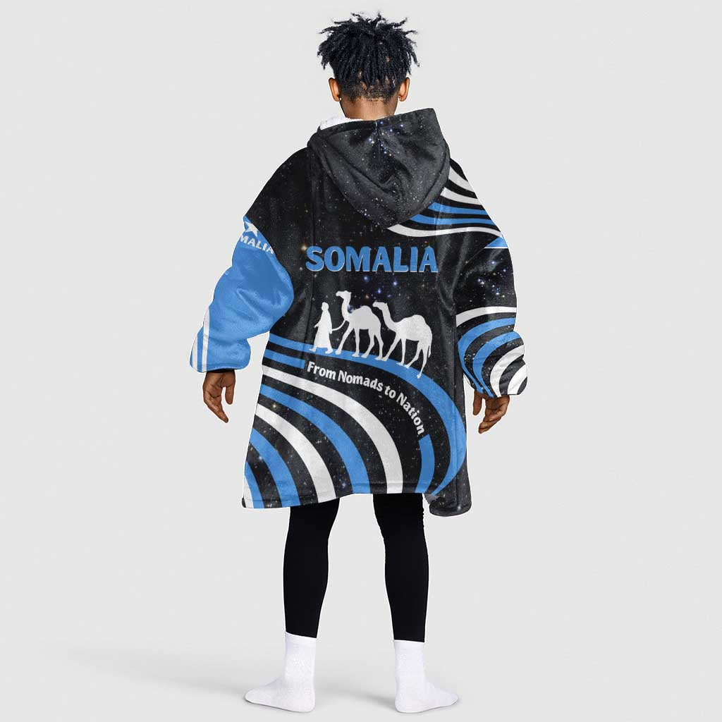 Somalia Kid Wearable Blanket Hoodie with From Nomads to Nation Camel Galaxy Flag Spirit
