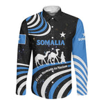 Somalia Long Sleeve Button Shirt with From Nomads to Nation Camel Galaxy Flag Spirit