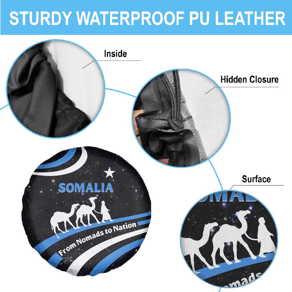 Somalia Spare Tire Cover with From Nomads to Nation Camel Galaxy Flag Spirit
